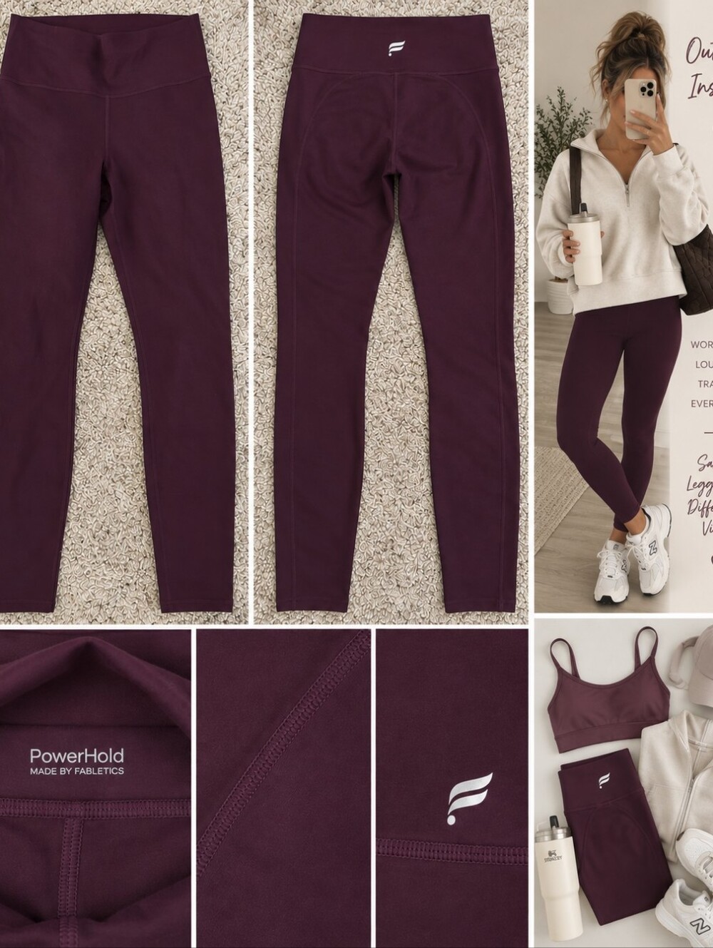 Fabletics PowerHold High Waisted Leggings Deep Plum Size XS NWT